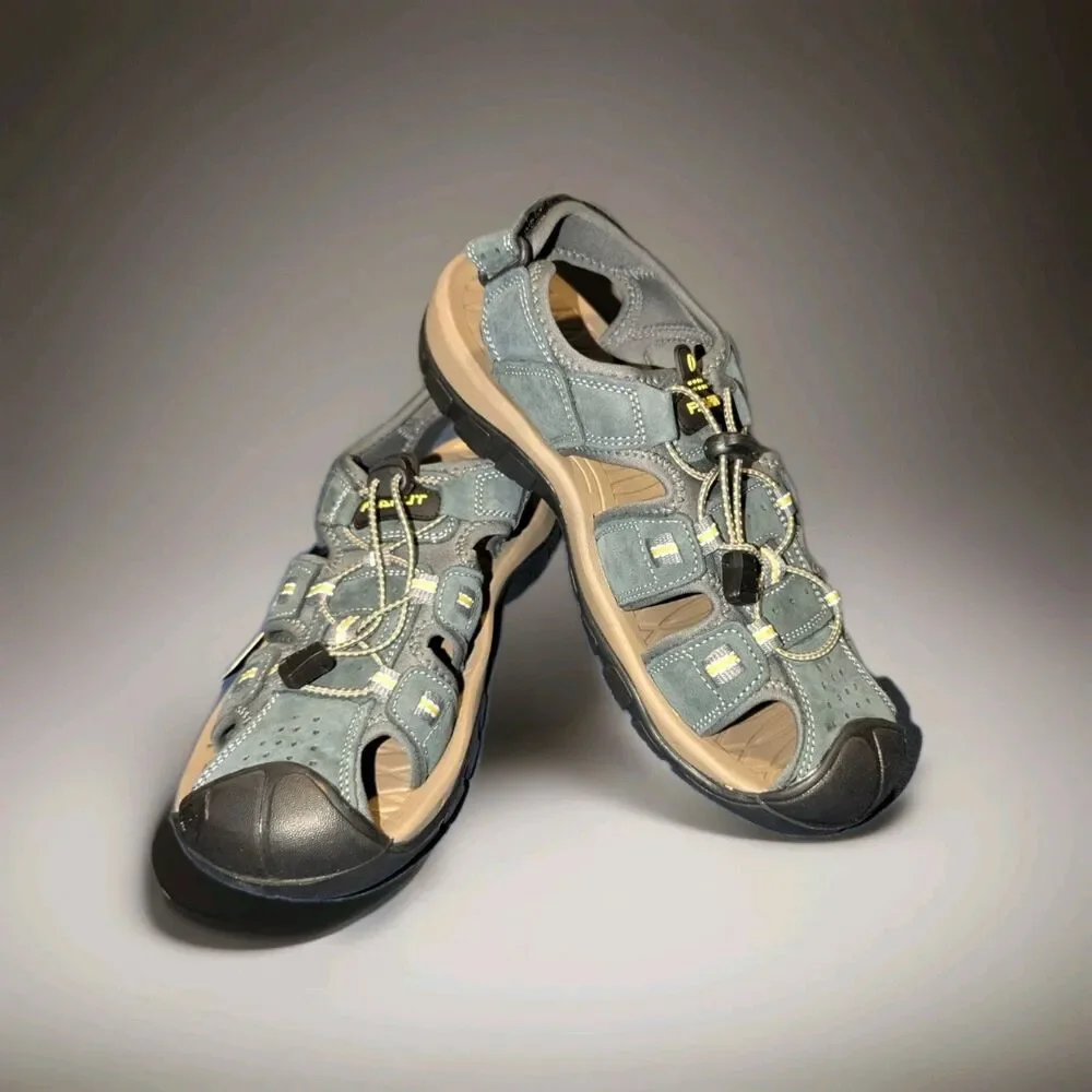 Flarut Mens Sport Sandals Outdoor Hiking Water Closed Toe Blue Size 9